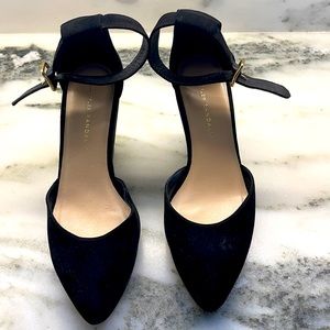Loeffler Randall black suede wedges